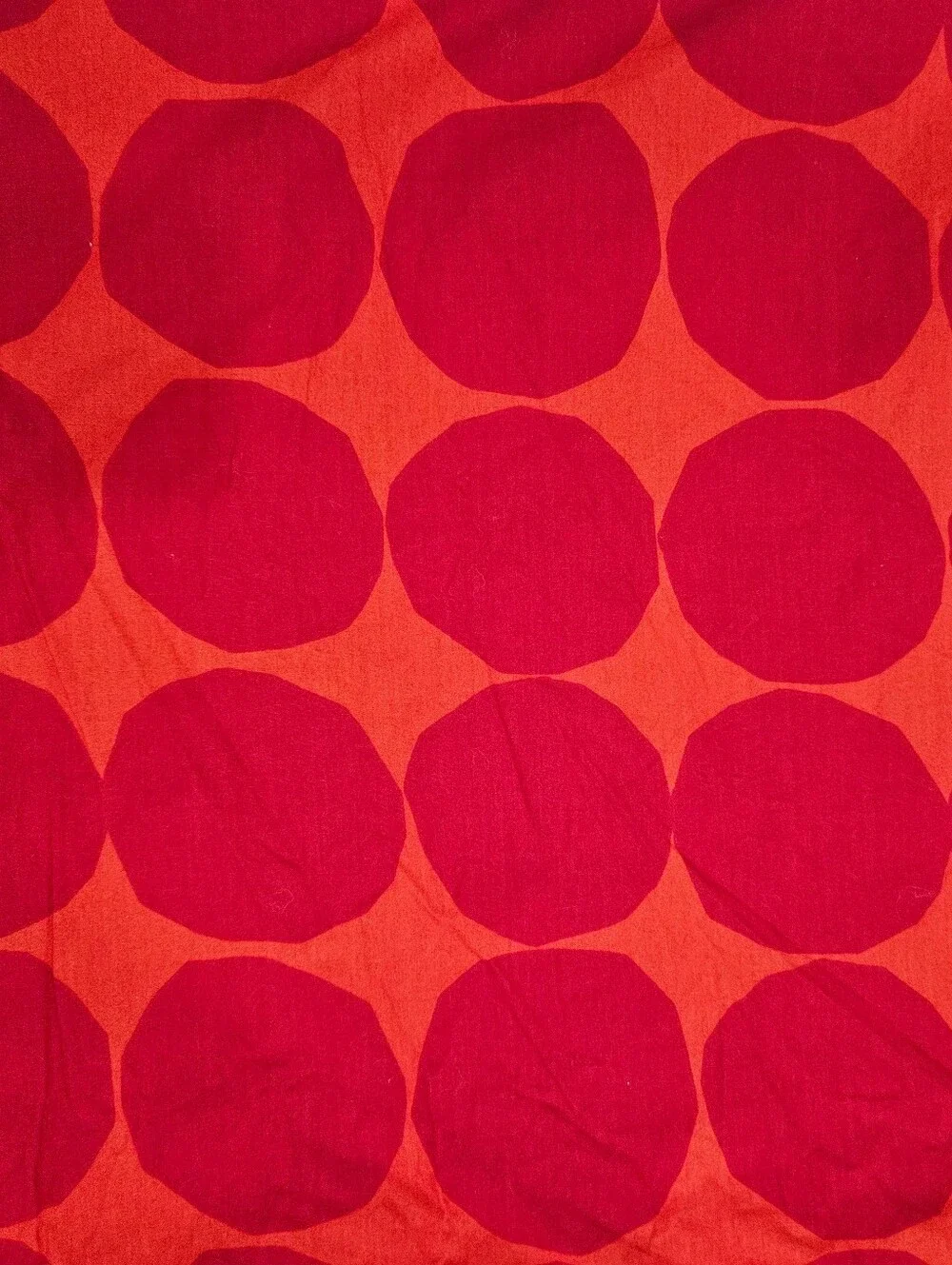VTG Marimekko PIENET KIVET FULL Flat Sheet & STD Pillowcases Red Circles Cotton